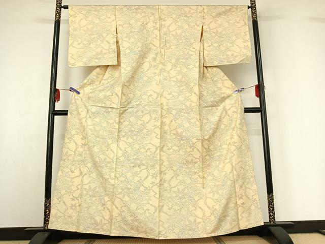 平和屋着物▽本場大島紬 単衣 枝葉文 正絹 逸品 AABG3751jh