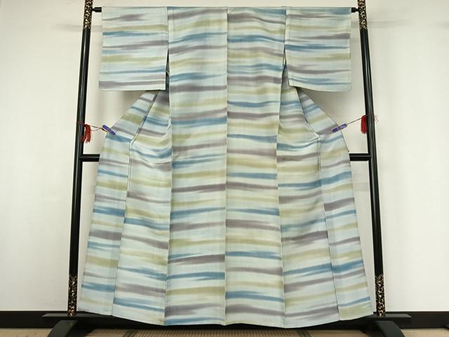 平和屋着物▽上質な紬 単衣 霞文 暈し染め 正絹 逸品 AABG3753jh