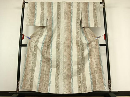 平和屋着物▽上質な紬 単衣 花間道 正絹 逸品 AABG3754jh