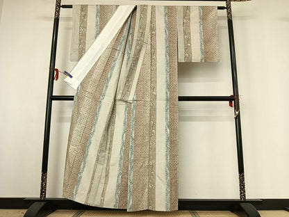 平和屋着物▽上質な紬 単衣 花間道 正絹 逸品 AABG3754jh