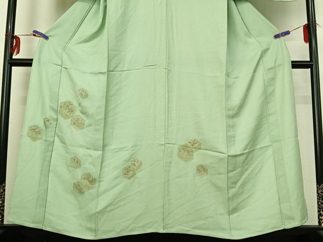 平和屋着物▽訪問着 単衣 中国三大刺繍 汕頭刺繍 スワトウ刺繍 総刺繍 亀甲花文 正絹 逸品 AABG3759jh