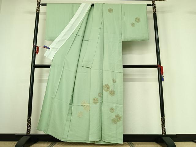 平和屋着物▽訪問着 単衣 中国三大刺繍 汕頭刺繍 スワトウ刺繍 総刺繍 亀甲花文 正絹 逸品 AABG3759jh