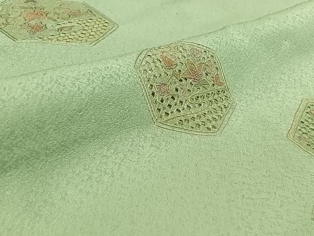 平和屋着物▽訪問着 単衣 中国三大刺繍 汕頭刺繍 スワトウ刺繍 総刺繍 亀甲花文 正絹 逸品 AABG3759jh