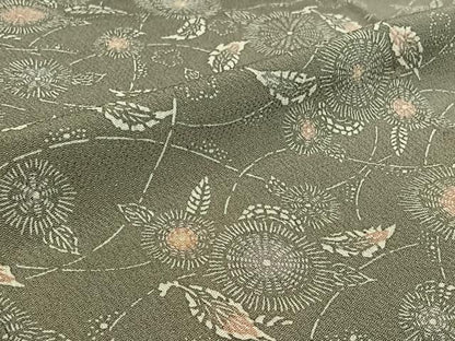 平和屋着物▽上質な小紋 単衣 型染め 草花文 鬼しぼ縮緬 正絹 逸品 未使用 AABG3760jh
