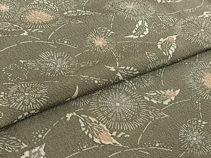 平和屋着物▽上質な小紋 単衣 型染め 草花文 鬼しぼ縮緬 正絹 逸品 未使用 AABG3760jh