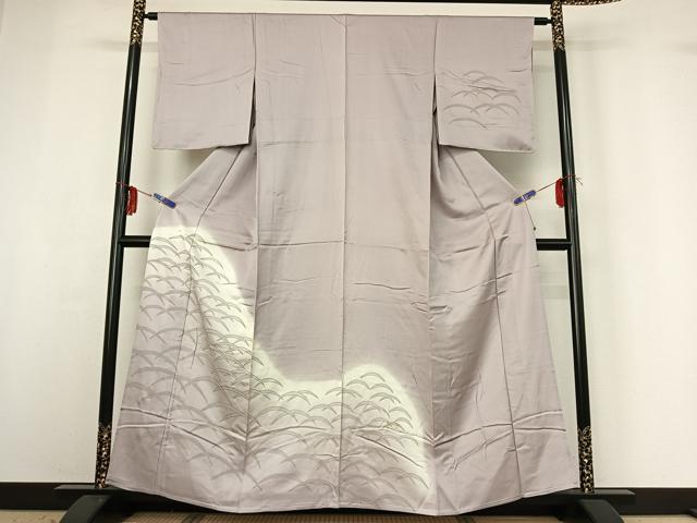 平和屋着物▽訪問着 単衣 駒刺繍 露芝文 暈し染め 金彩 正絹 逸品 AABG3761jh