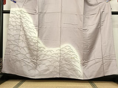 平和屋着物▽訪問着 単衣 駒刺繍 露芝文 暈し染め 金彩 正絹 逸品 AABG3761jh