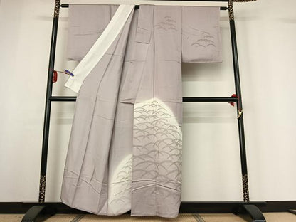 平和屋着物▽訪問着 単衣 駒刺繍 露芝文 暈し染め 金彩 正絹 逸品 AABG3761jh