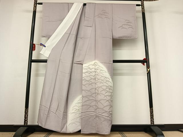 平和屋着物▽訪問着 単衣 駒刺繍 露芝文 暈し染め 金彩 正絹 逸品 AABG3761jh
