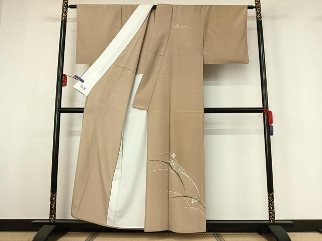 平和屋着物▽洗える最高級着物　＜英＞はなぶさ謹製　訪問着　単衣　雪芝文　鈴　金彩　洗える着物　AABG3766jh 平和屋着物▽洗える最高級着物 ＜英＞はなぶさ謹製 訪問着 単衣 雪