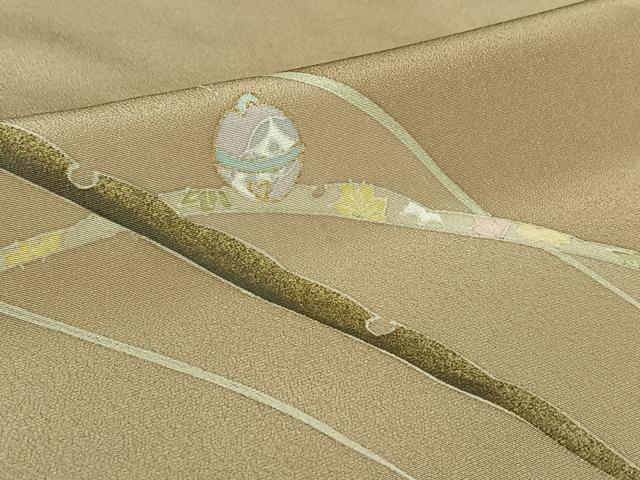 平和屋着物▽洗える最高級着物　＜英＞はなぶさ謹製　訪問着　単衣　雪芝文　鈴　金彩　洗える着物　AABG3766jh