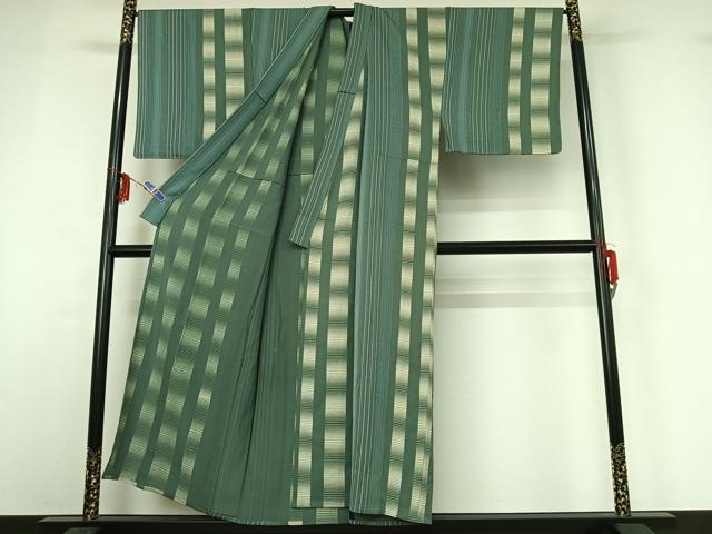 平和屋着物▽男性 小紋 単衣 縞 正絹 逸品 AABG3767jh