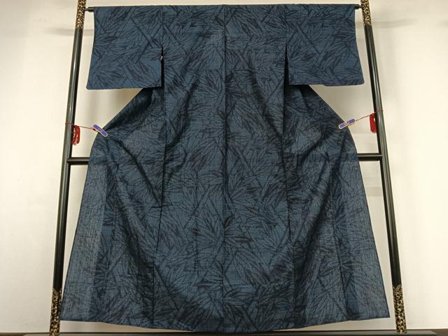 平和屋着物▽本場結城紬 重要無形文化財 単衣 80亀甲 笹竹文 正絹 逸品 AABG3770jh