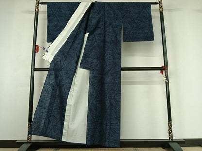 平和屋着物▽本場結城紬 重要無形文化財 単衣 80亀甲 笹竹文 正絹 逸品 AABG3770jh