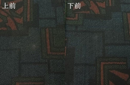 平和屋着物▽上質な紬　単衣　色紙重ね源氏車文　正絹　逸品　AABG3772jh