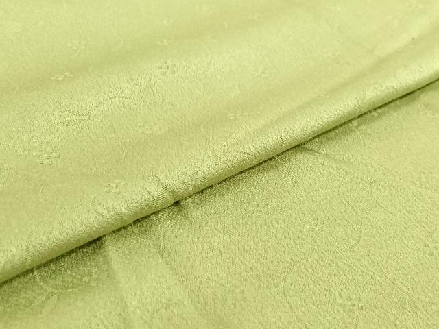 平和屋着物▽上質な色無地 単衣 花唐草地紋 若菜色 正絹 逸品 AABG3776jh
