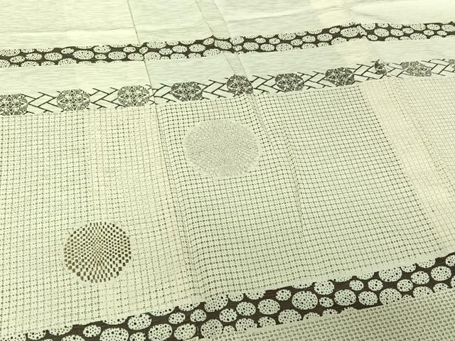 平和屋着物▽訪問着 単衣 中国三大刺繍 汕頭刺繍 スワトウ刺繍 相良刺繍 横段花丸文 金糸 正絹 逸品 AABG3777jh
