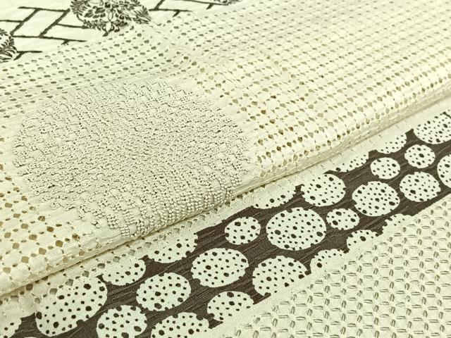 平和屋着物▽訪問着 単衣 中国三大刺繍 汕頭刺繍 スワトウ刺繍 相良刺繍 横段花丸文 金糸 正絹 逸品 AABG3777jh