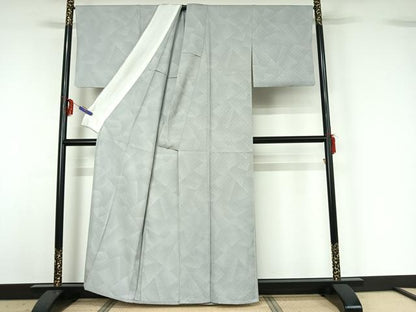 平和屋着物▽上質な小紋 単衣 花織 切嵌文 正絹 逸品 AABG3781jh