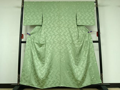 平和屋着物▽上質な小紋 単衣 草花文 正絹 逸品 AABG3784jh