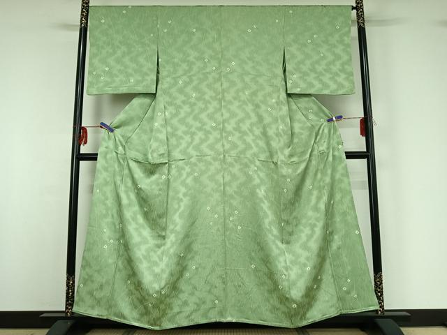 平和屋着物▽上質な小紋 単衣 草花文 正絹 逸品 AABG3784jh