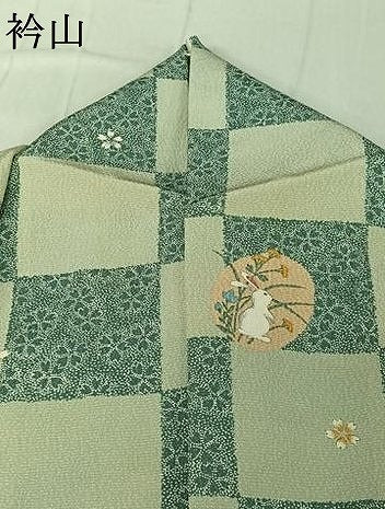 平和屋着物▽上質な小紋 単衣 市松舞花文 兎 正絹 逸品 AABG3786jh