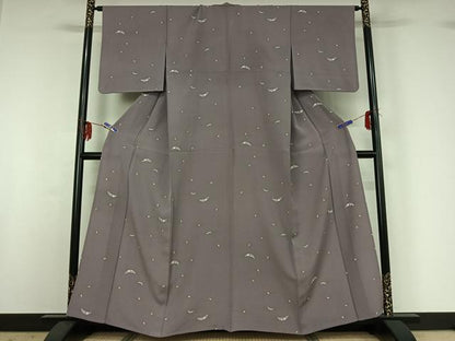平和屋着物▽上質な小紋 単衣 芝花文 正絹 逸品 AABG3788jh