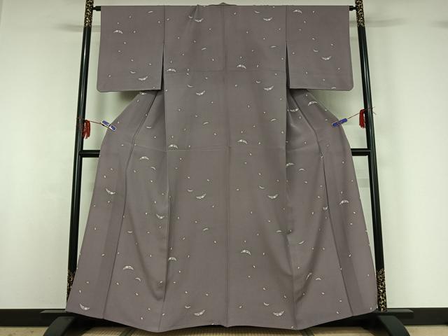 平和屋着物▽上質な小紋 単衣 芝花文 正絹 逸品 AABG3788jh