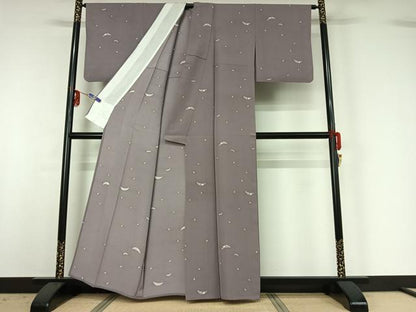 平和屋着物▽上質な小紋 単衣 芝花文 正絹 逸品 AABG3788jh