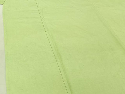 平和屋着物▽上質な紬 単衣 若菜色 正絹 逸品 AABG3790jh