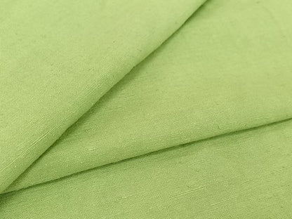 平和屋着物▽上質な紬 単衣 若菜色 正絹 逸品 AABG3790jh