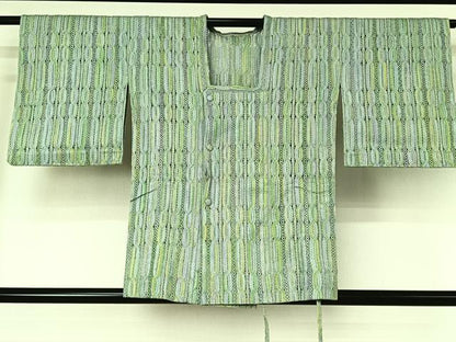 平和屋着物▽道行コート スリーシーズン 春夏秋 塵除け 組織 立涌文 正絹 逸品 AABG3794jh