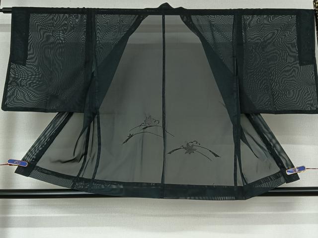 平和屋着物▽羽織　スリーシーズン　春夏秋　塵除け　舞葉地紋　褐返色　正絹　逸品　AABG3795jh