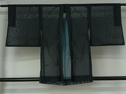 平和屋着物▽羽織　スリーシーズン　春夏秋　塵除け　舞葉地紋　褐返色　正絹　逸品　AABG3795jh
