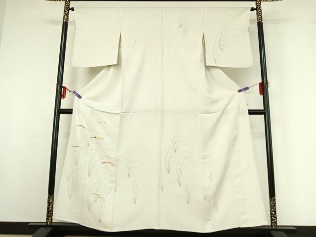 平和屋着物▽訪問着 単衣 手描き 刺繍 露芝文 正絹 逸品 AABG3796jh