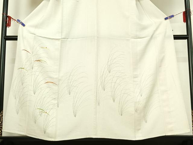 平和屋着物▽訪問着 単衣 手描き 刺繍 露芝文 正絹 逸品 AABG3796jh