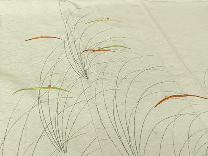 平和屋着物▽訪問着 単衣 手描き 刺繍 露芝文 正絹 逸品 AABG3796jh