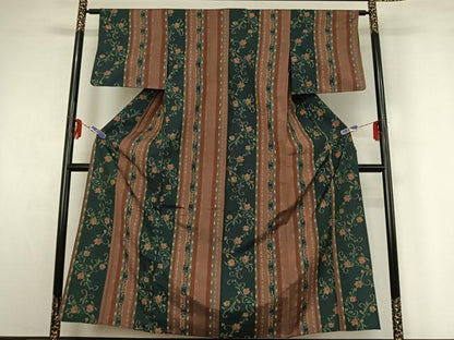 平和屋着物▽上質な紬 単衣 花間道 正絹 逸品 AABG3798jh
