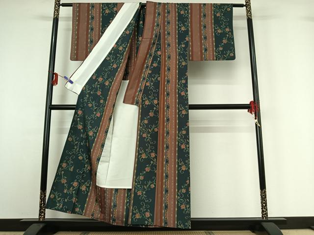 平和屋着物▽上質な紬 単衣 花間道 正絹 逸品 AABG3798jh