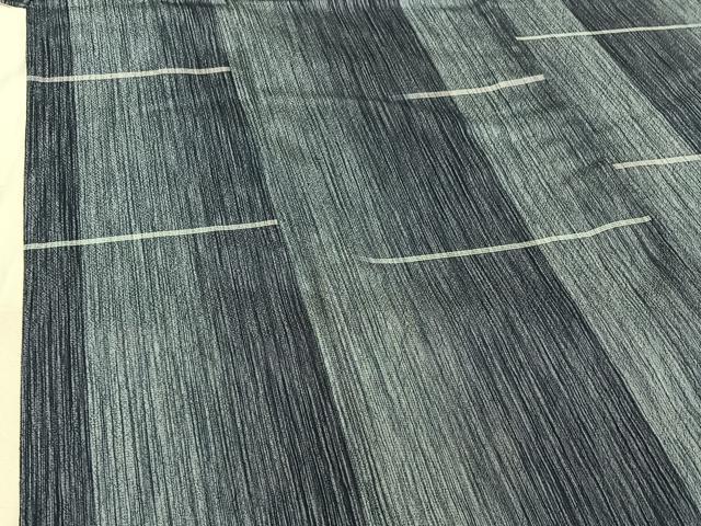 平和屋着物▽お召 単衣 横段文 正絹 逸品 AABG3799jh