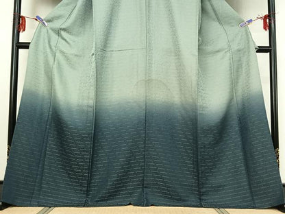 平和屋着物▽訪問着 単衣 霞文 暈し染め 金通し地 正絹 逸品 AABG3800jh