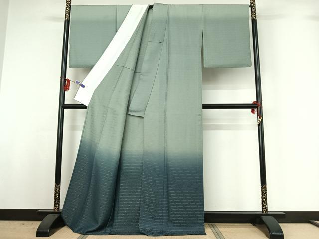 平和屋着物▽訪問着 単衣 霞文 暈し染め 金通し地 正絹 逸品 AABG3800jh