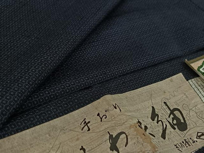 平和屋着物▽男性 本場塩沢紬 単衣 100亀甲 総詰め 証紙付き 正絹 逸品 AABG3803jh