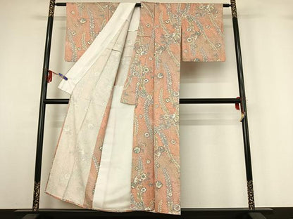 平和屋着物▽上質な小紋　単衣　辻が花　金彩　正絹　逸品　AABG3805jh