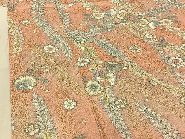 平和屋着物▽上質な小紋　単衣　辻が花　金彩　正絹　逸品　AABG3805jh