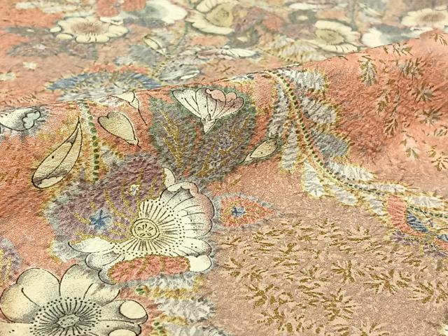 平和屋着物▽上質な小紋　単衣　辻が花　金彩　正絹　逸品　AABG3805jh