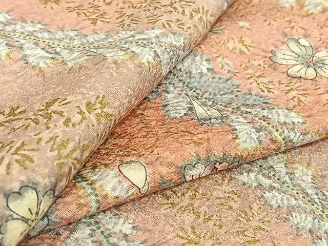 平和屋着物▽上質な小紋　単衣　辻が花　金彩　正絹　逸品　AABG3805jh