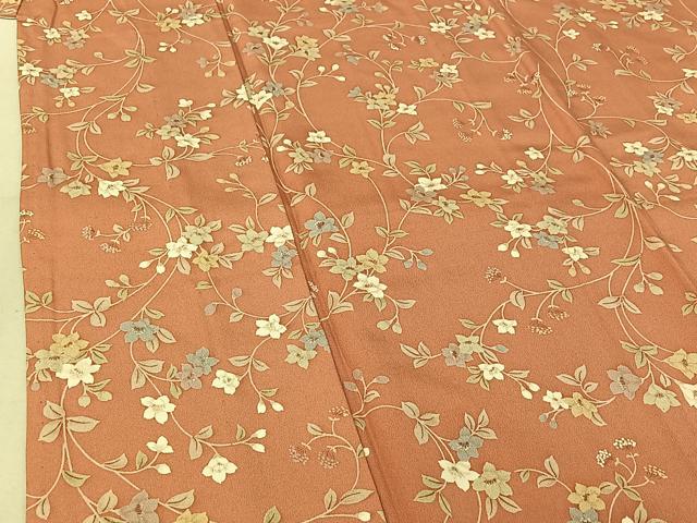 平和屋着物▽上質な小紋 単衣 草花文 正絹 逸品 AABG3807jh