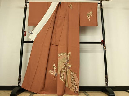 平和屋着物▽創業460年・千總 訪問着 単衣 几帳花文 金彩 高島屋扱い 正絹 逸品 AABG3808jh