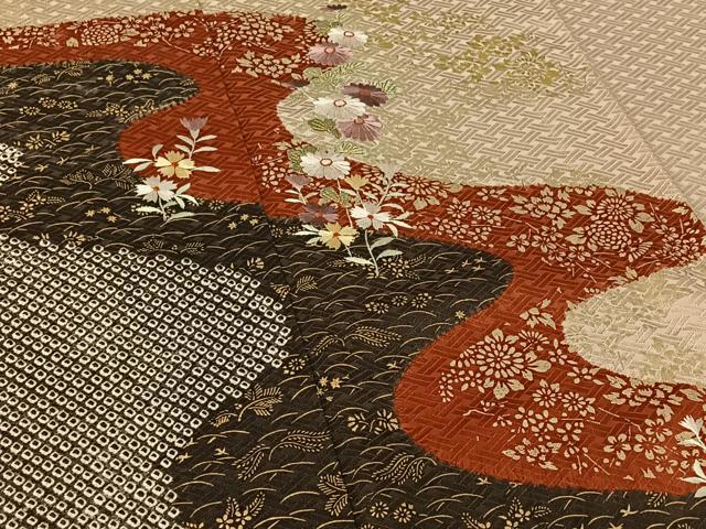 平和屋着物▽訪問着 単衣 中国三大刺繍 相良刺繍 駒刺繍 絞り 道長花文 金彩 正絹 逸品 AABG3811jh